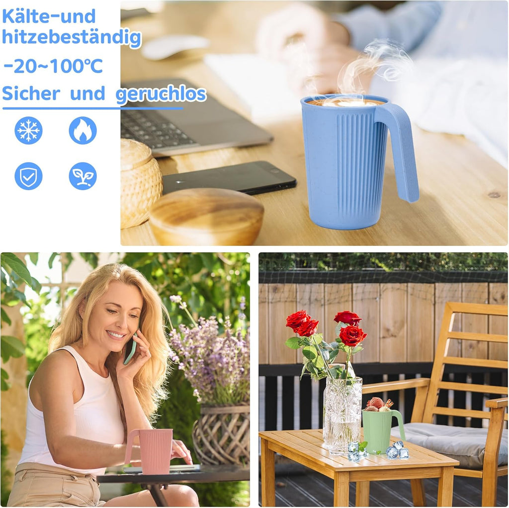 4er Set unzerbrechliche Kunststoffbecher PP mikrowellengeeignet spuelmaschinenfes