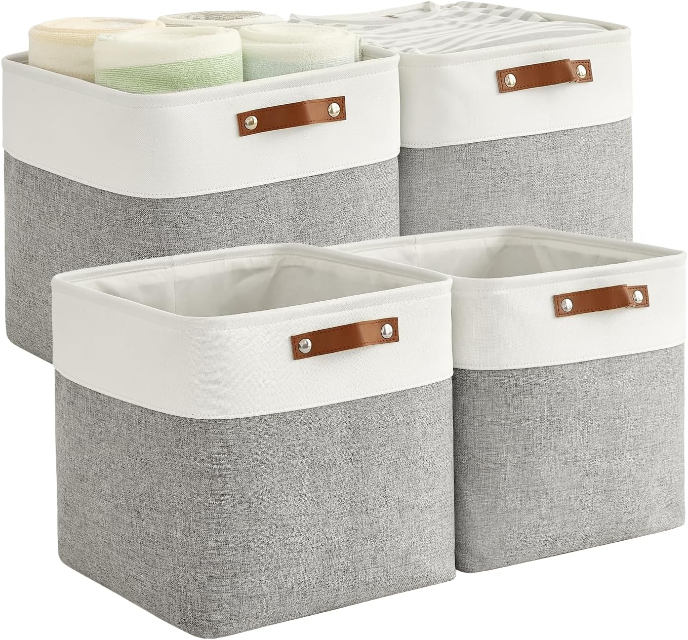 Aufbewahrungsboxen Stoff 4er Set mit Griff 30×20×15 cm faltbar