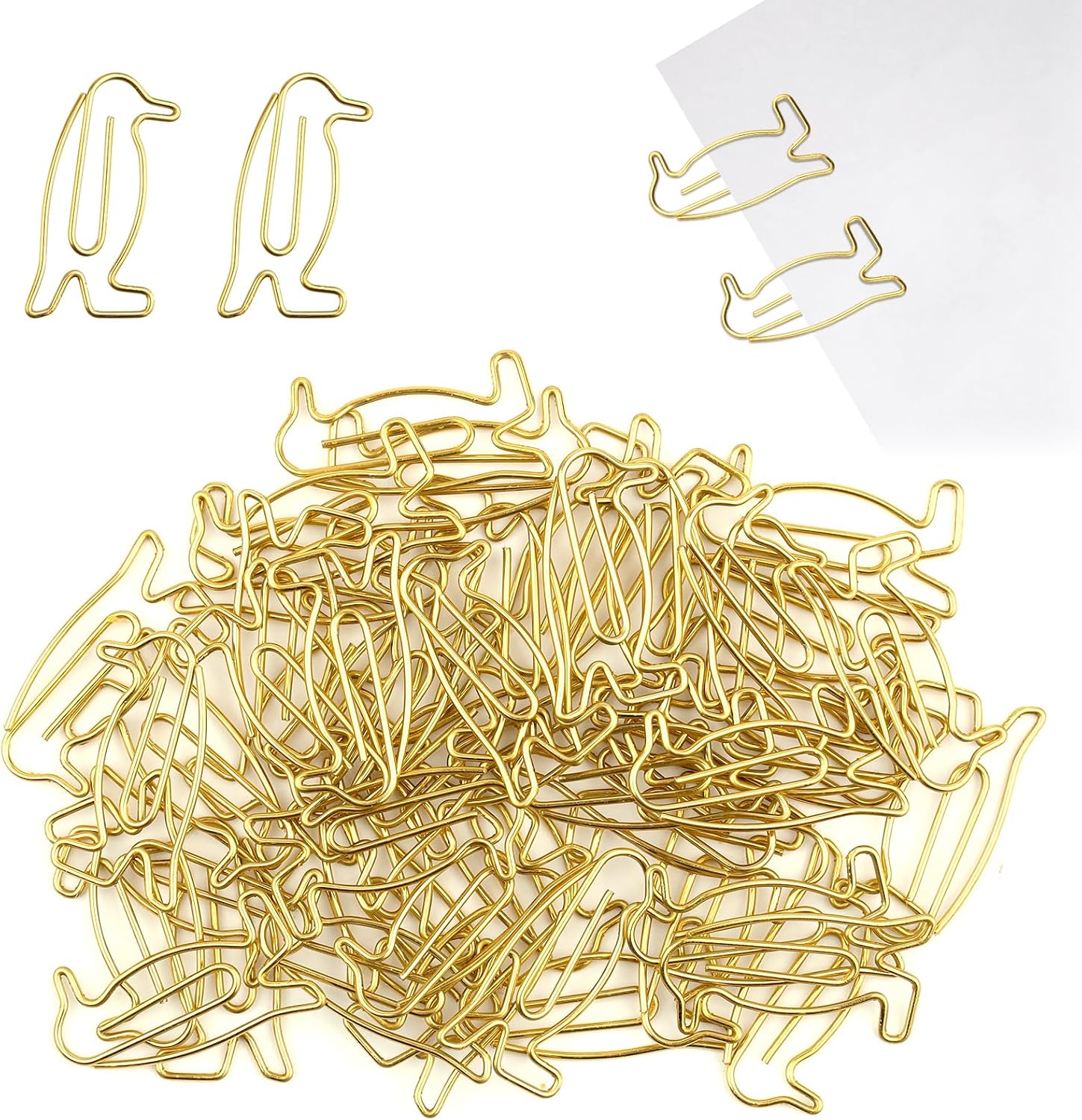100er Herz Bueroklammern Gold Motiv - Buero Schule Aktenklammer Set