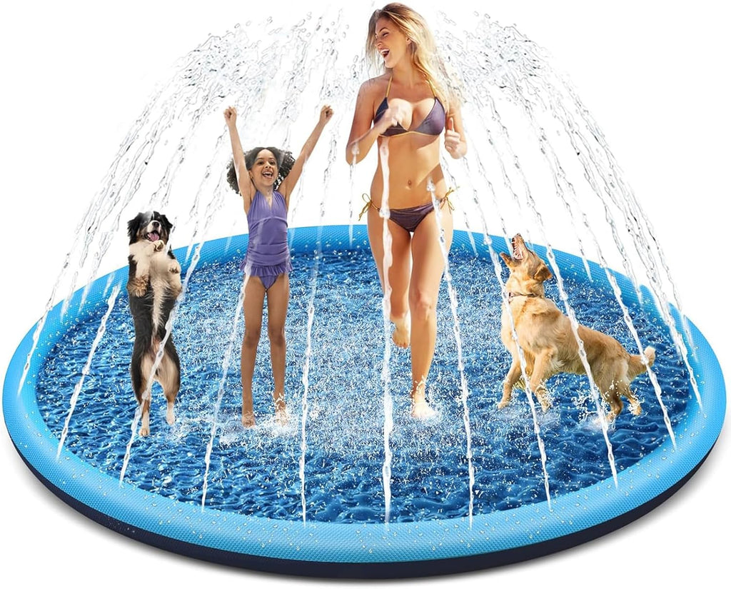 Kinder Wassersprinkler 200 cm mit Antirutschfunktion Hund-Motiv Blau