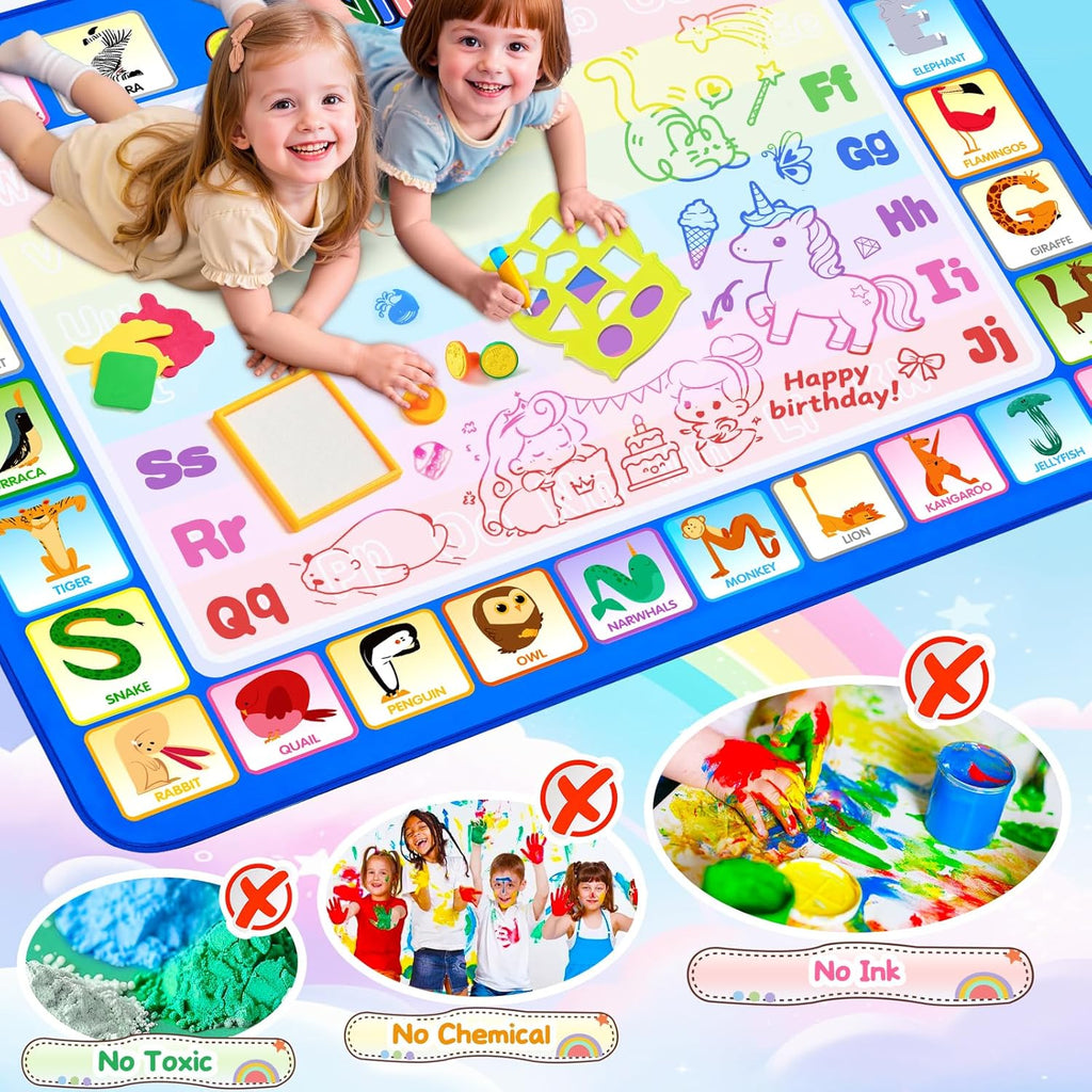 CGBOOM Wasser Doodle Matte 100×78 cm XL mit Wasserstift Zubehoer fuer Kleinkinder