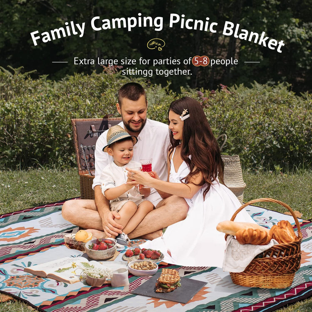 LARUTAN Stranddecke 200x200 cm sandfrei, tragbar waschbar Picknickdecke Gruen 200