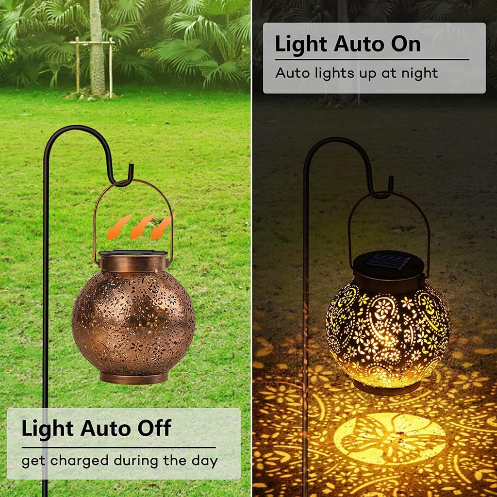 Solarlampe aussen haengend 2er Set IP65 Metall warmweiss Balkon Garten Terrasse