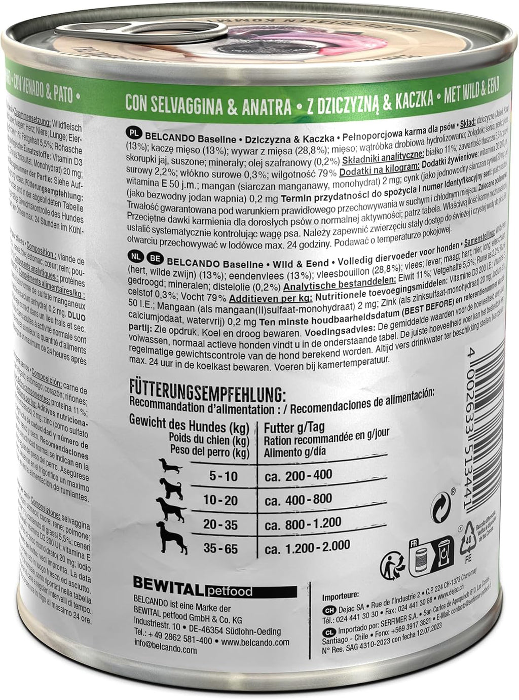 BELCANDO Baseline Nassfutter Lamm fuer ausgewachsene Hunde 6x800g versc