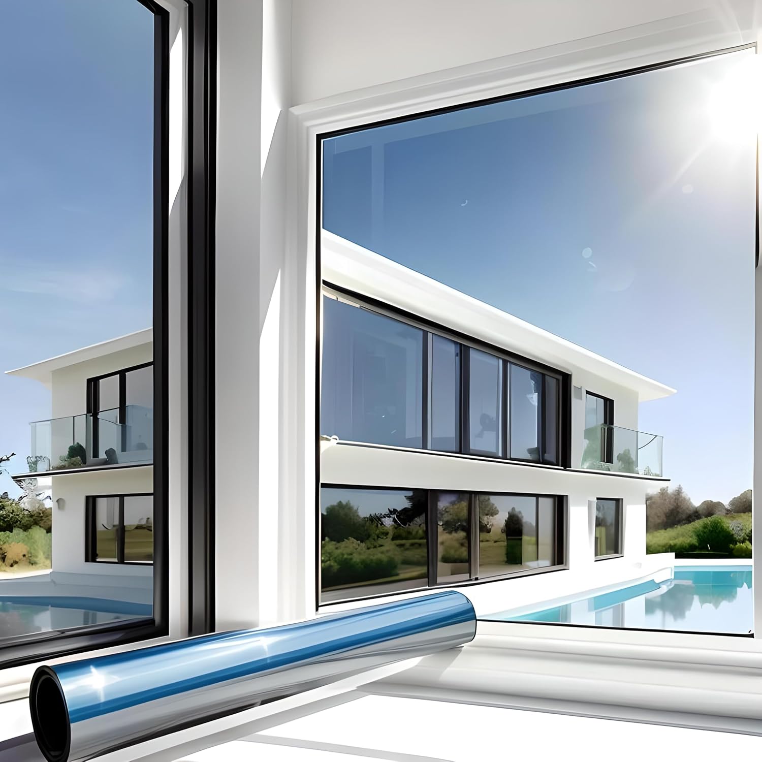 MARAPON Fensterfolie selbstklebend Sichtschutz Milchglasfolie Spiegelfolie Silbe