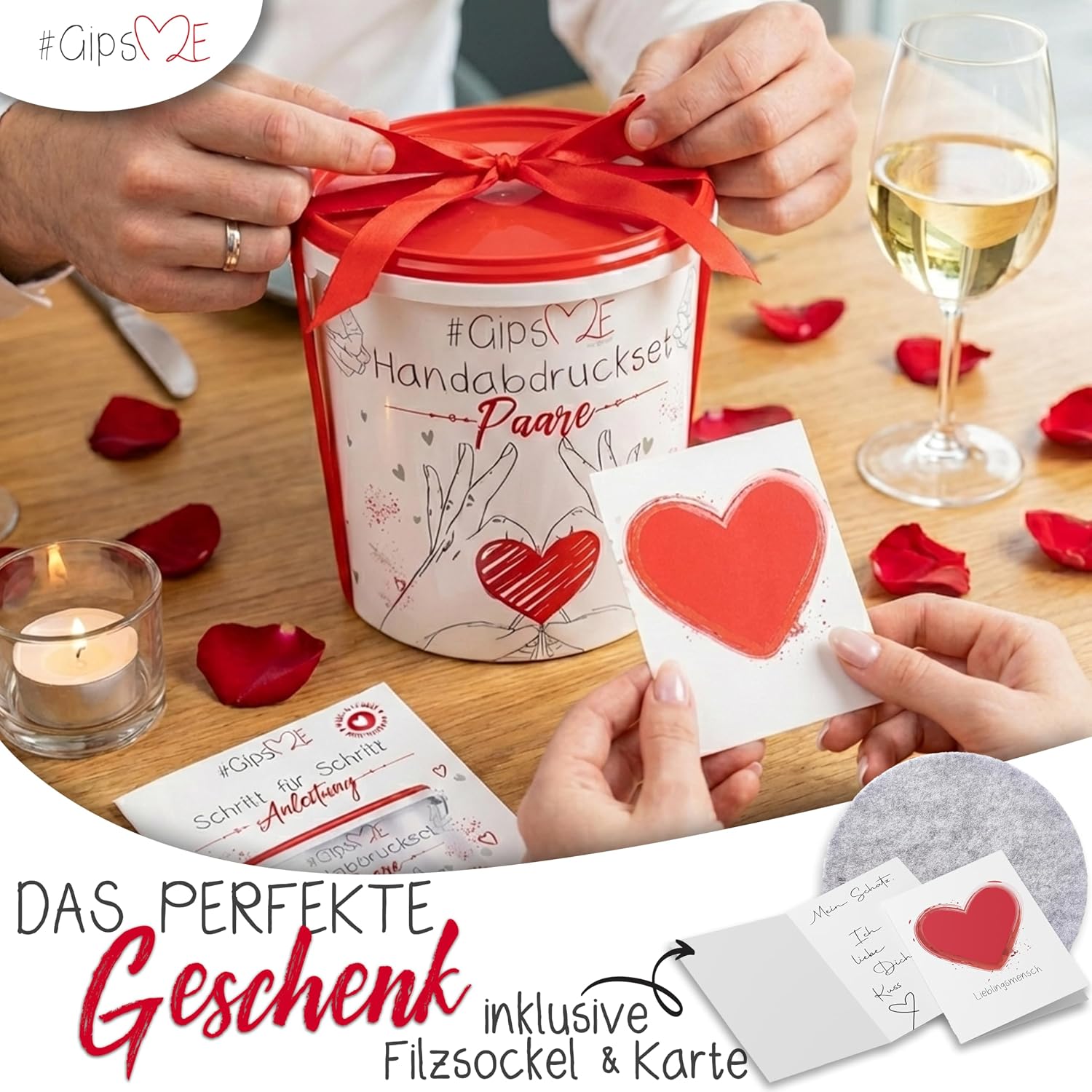 Gipsme Handabdruck Set fuer Paare Geschenk Valentinstag Hochzeitstag