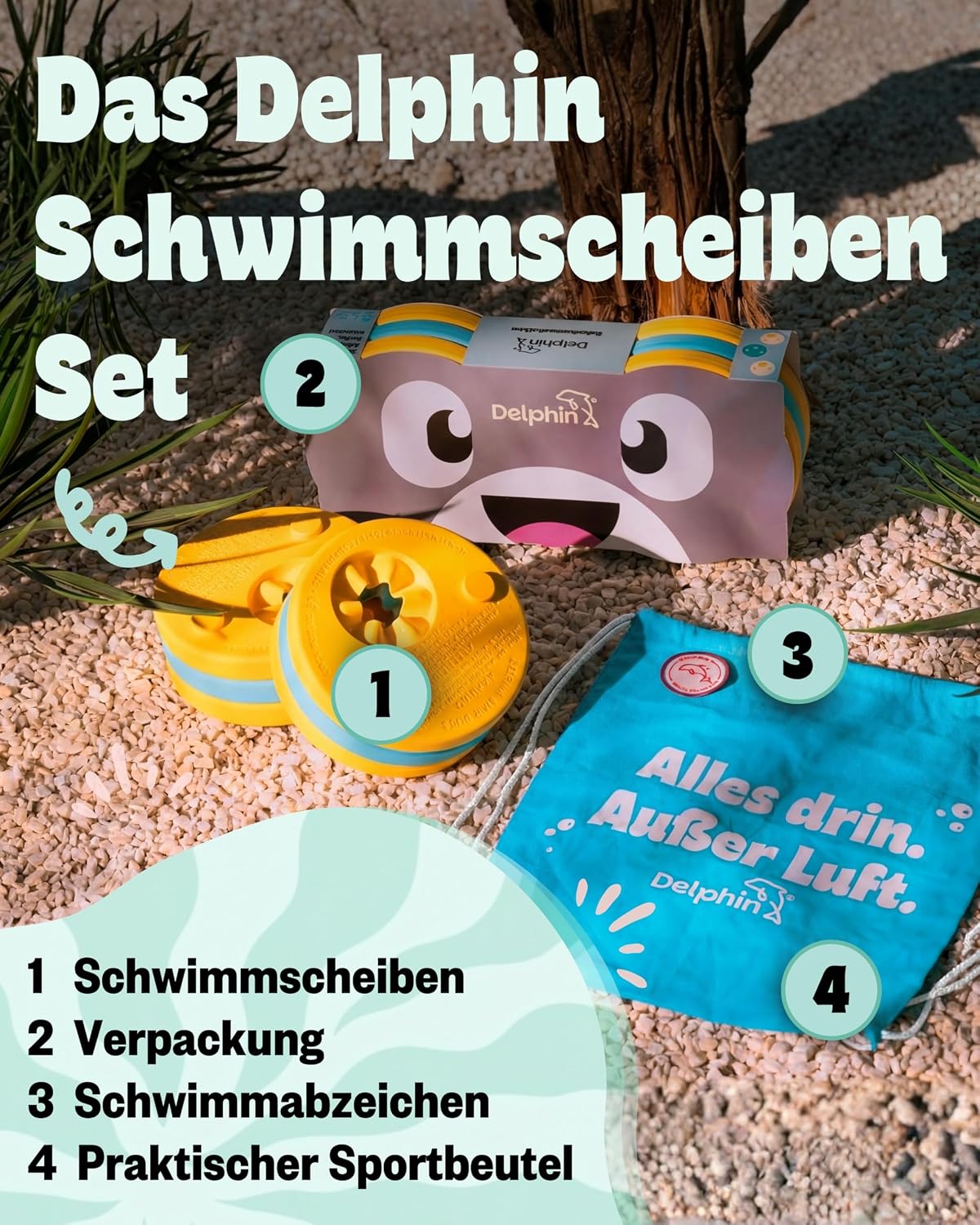 Schwimmlernhilfe Kinder 1-8 Jahre TUeV-geprueft mit Sportbeutel und Abzeichen