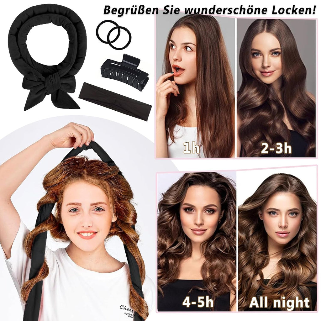 Heatless Curls Lockenwickler schwarz - Locken ohne Hitze ueber Nacht DIY Curler