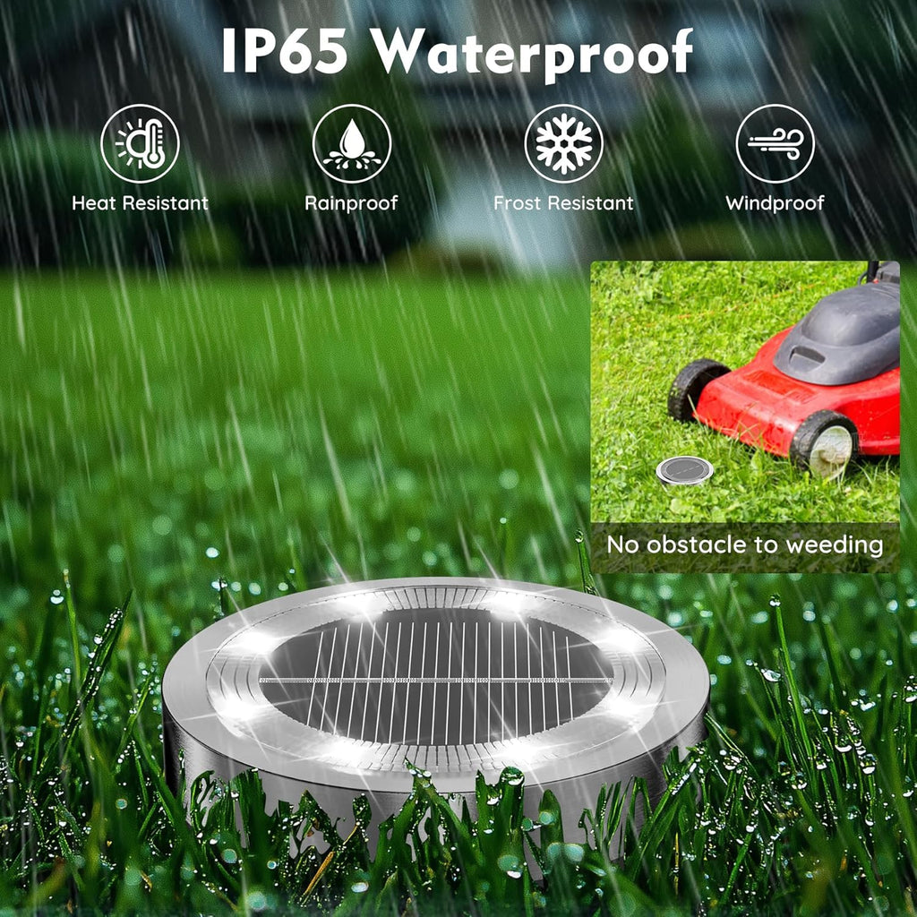 12er Solar Bodenleuchten Aussen 8 LED Warmweiss IP65 Edelstahl Kunststoff