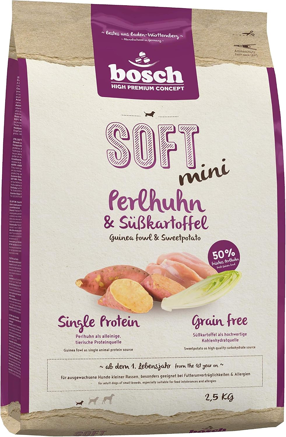 bosch HPC SOFT Perlhuhn Süßkartoffel Hundefutter kleinrassen