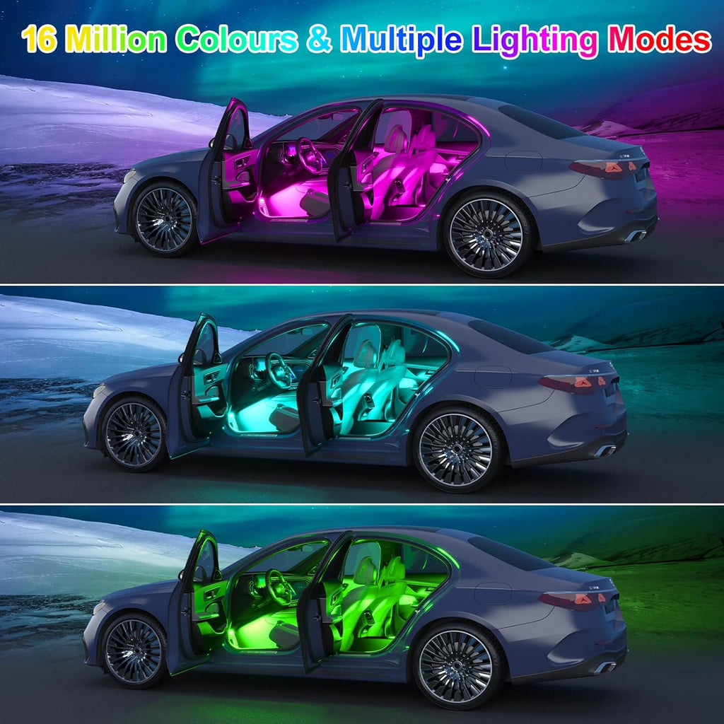 LED Ambientebeleuchtung Auto Innenraum mit App Steuerung 16 Mio Farben USB