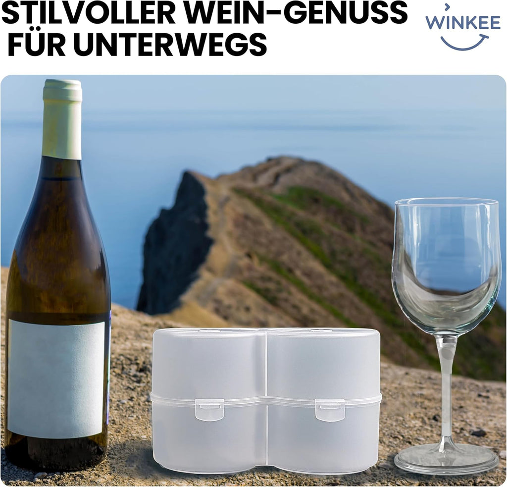 Winkee 2er Set Weinglaeser To Go BPA-frei Camping Glas Ersatz