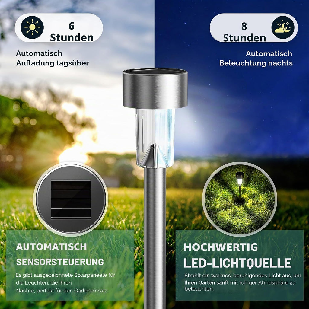 GIGALUMI 12er Solarleuchten Aussen warmweiss wasserdicht Garten Terrasse Weg