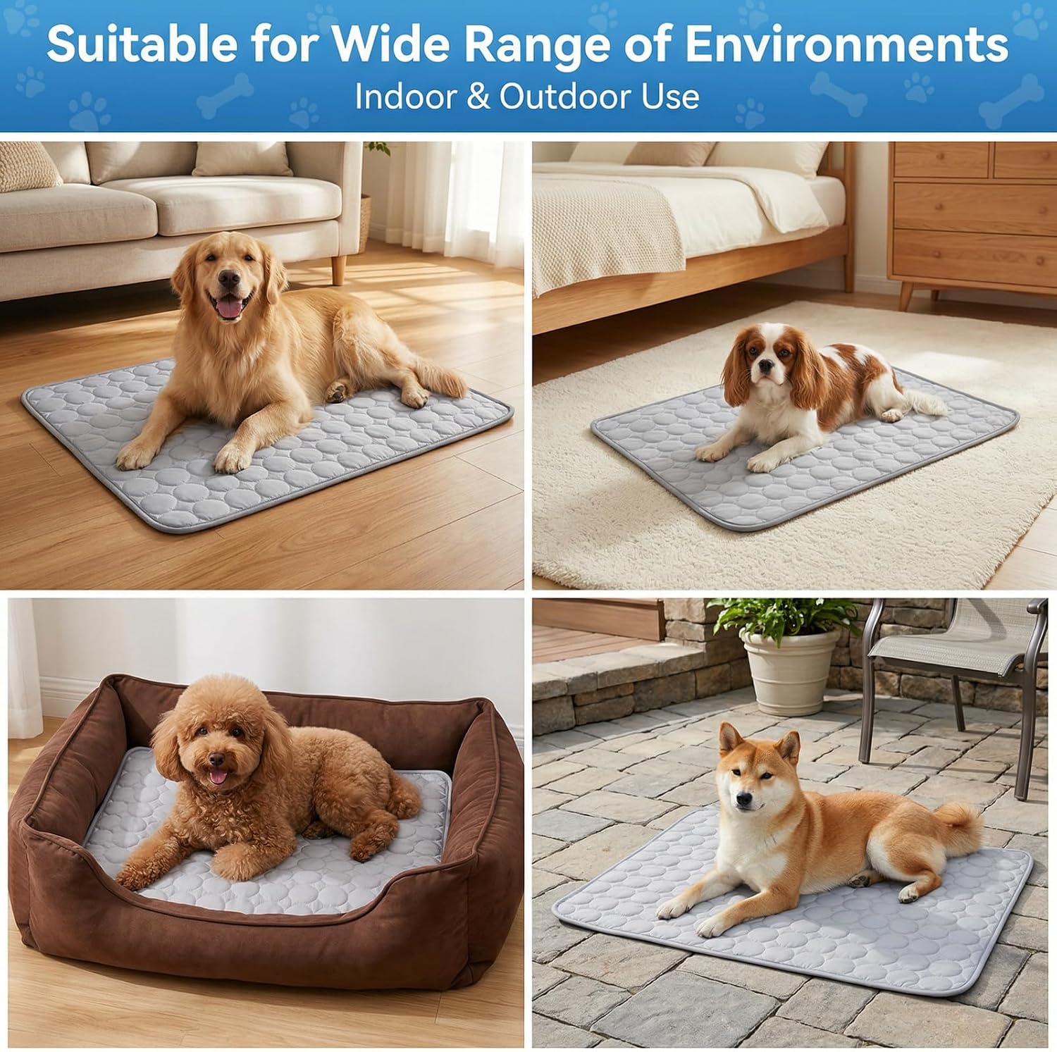 CNMTCCO Kühlmatte 70x55 cm selbstkühlend Hund Katze für drinnen draußen