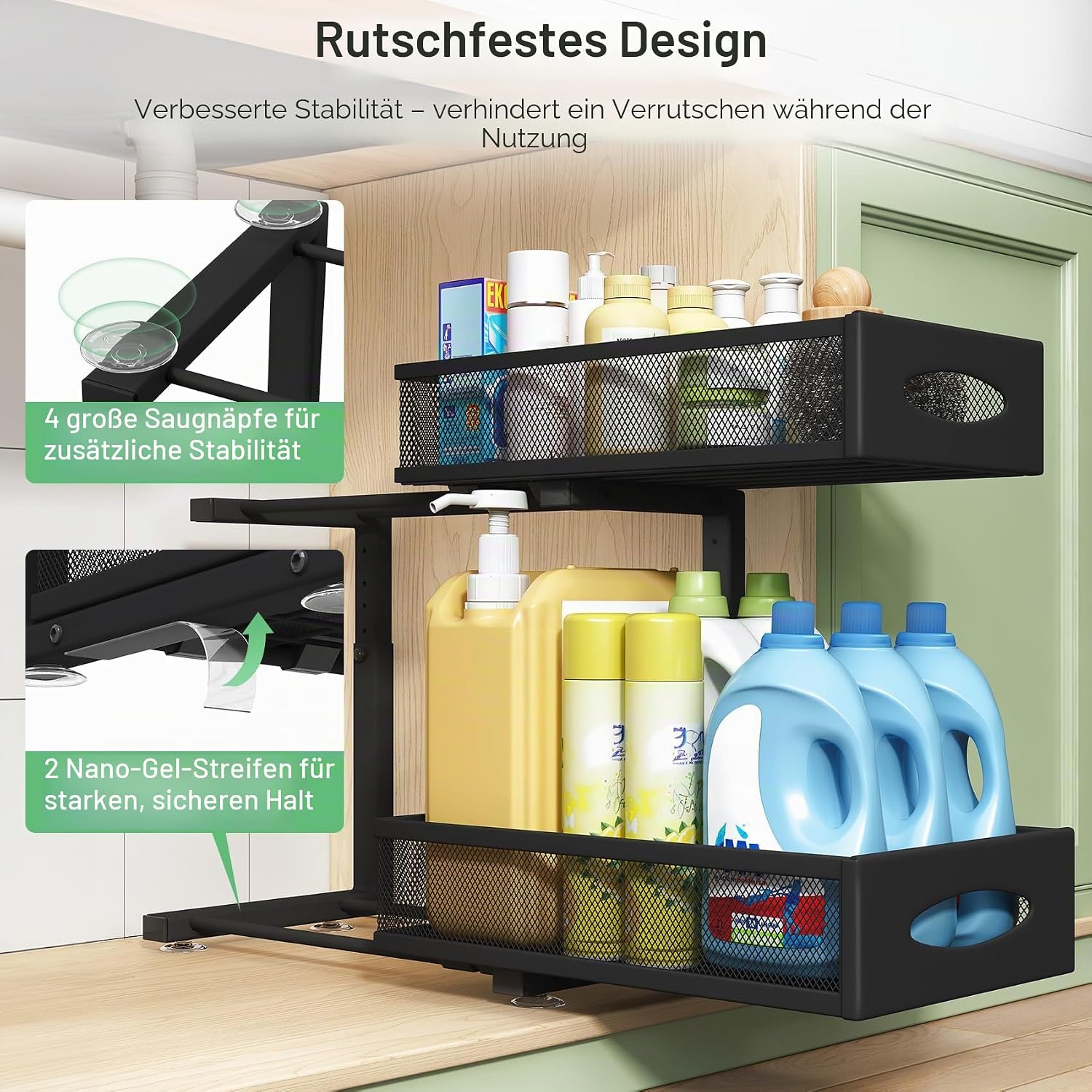 Unterspuele Organizer 2 Ebenen Metall Schrankorganizer fuer Kueche Bad