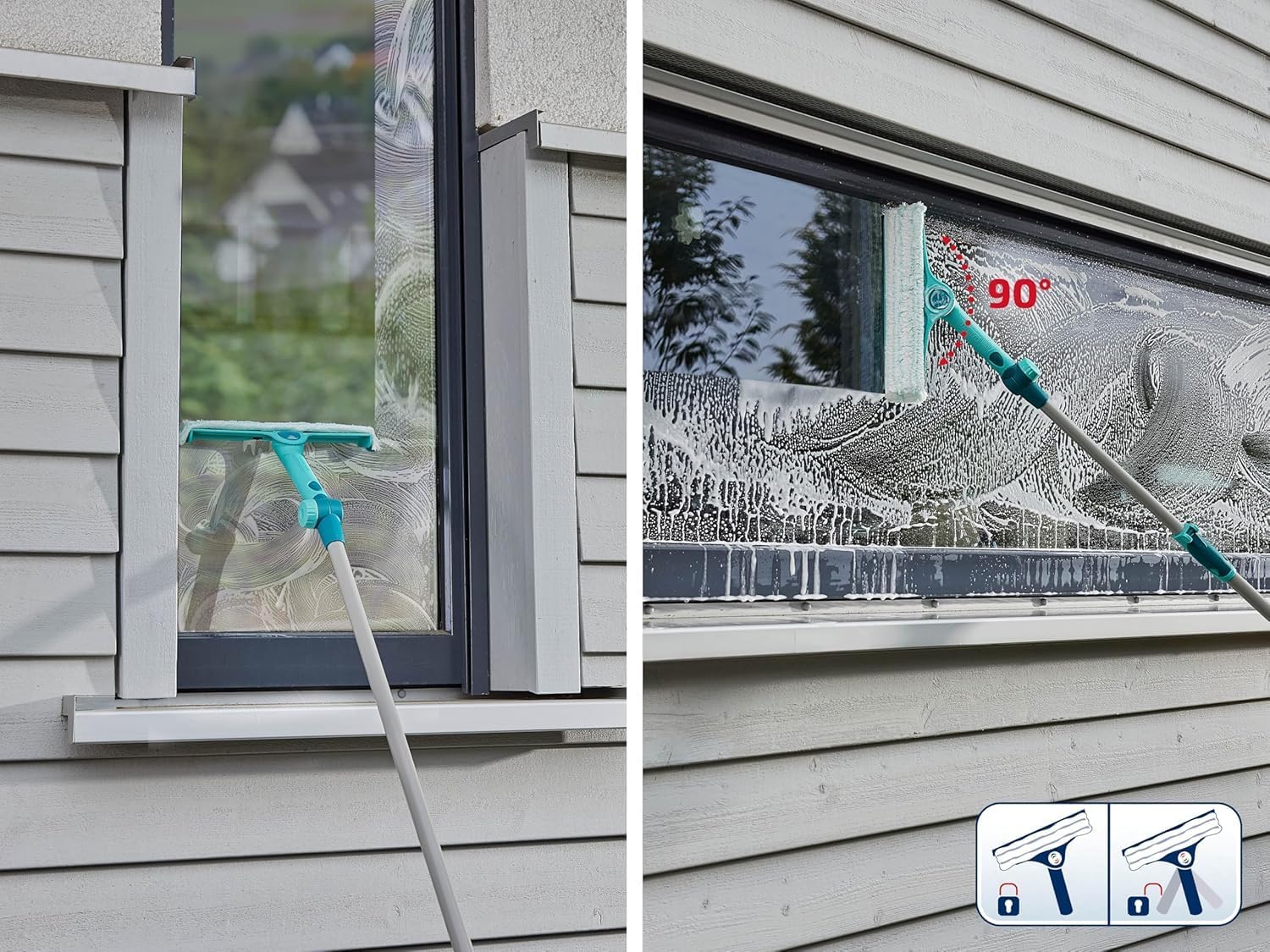 Leifheit Fensterwischer 4in1 Click System Fensterabzieher Glasreiniger