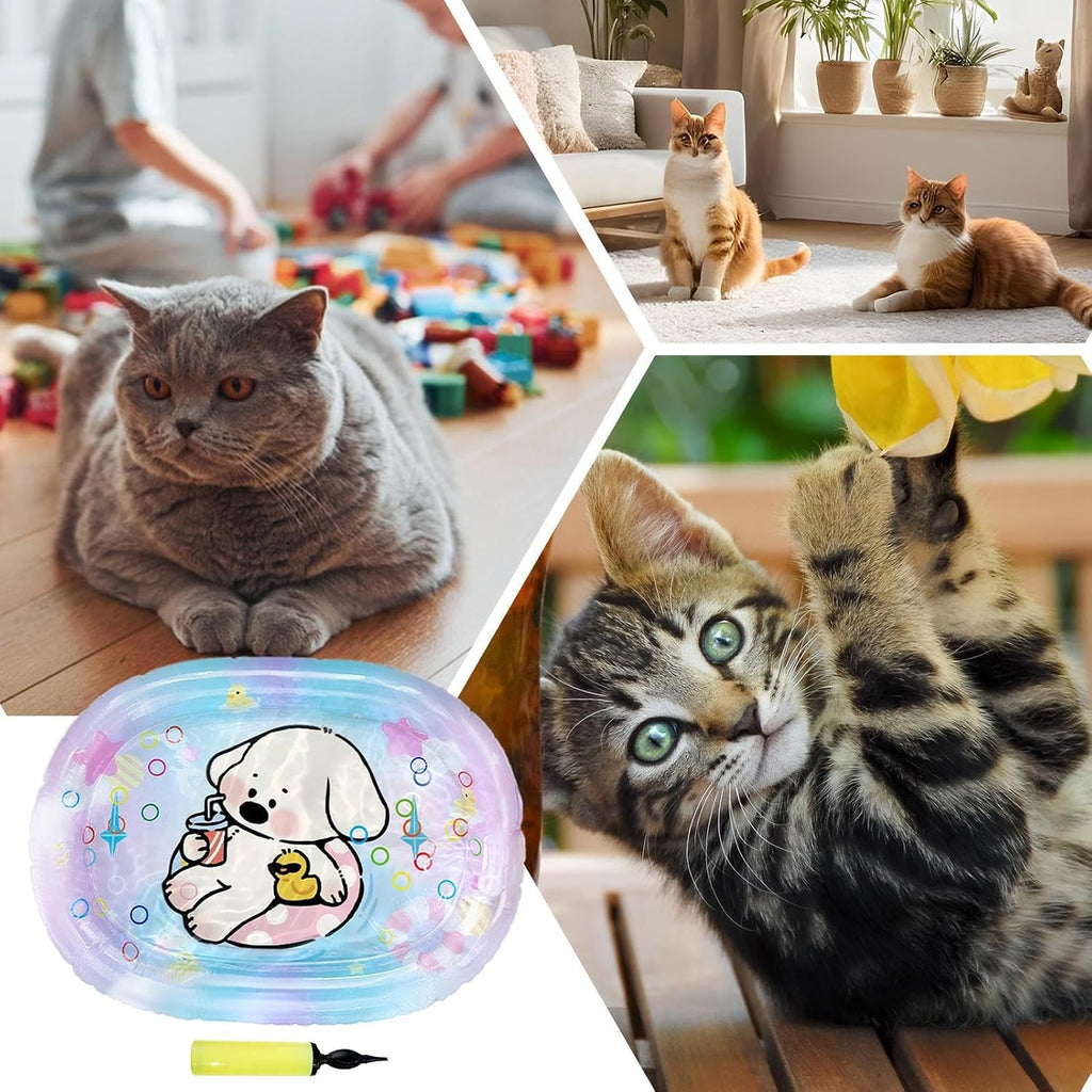 Aufblasbare Katzenwassermatte S-M, faltbares Kuehlkissen rechteckig fuer Katzen Hu