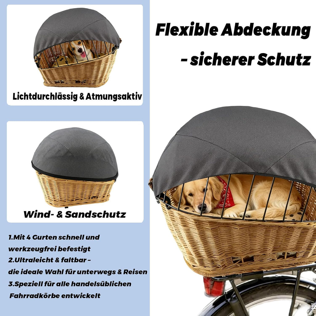 Sonnensegel fuer Fahrradkorb Hunde verstellbar wind- und staubgeschuetzt atmungsak
