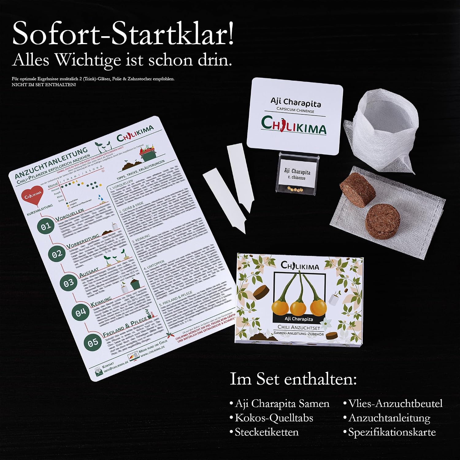 Aji Charapita Chilisamen Anzuchtset Starter Kit Chili Pflanzen ziehen