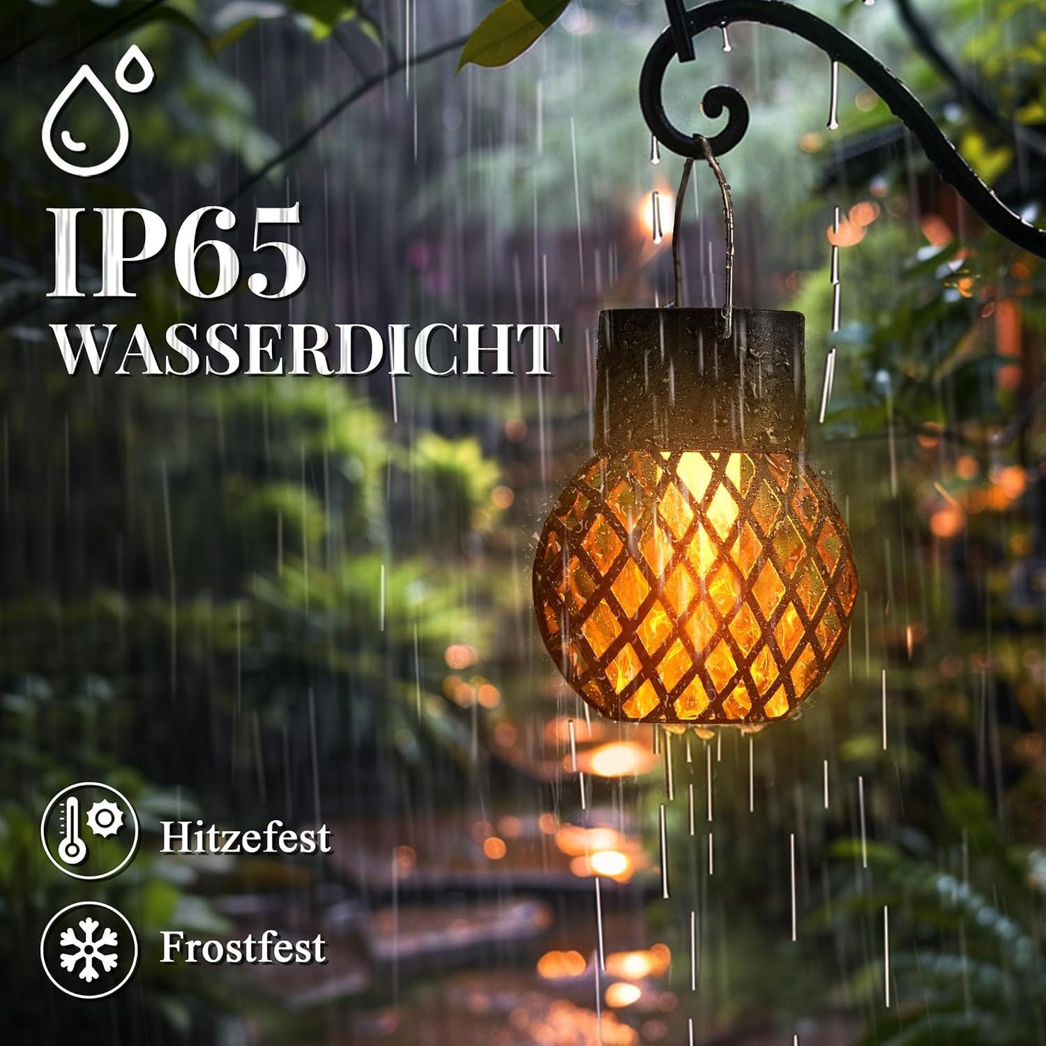 GIGALUMI Solar Haengeleuchte flackernde Flamme 8er Set wasserdicht fuer Aussen