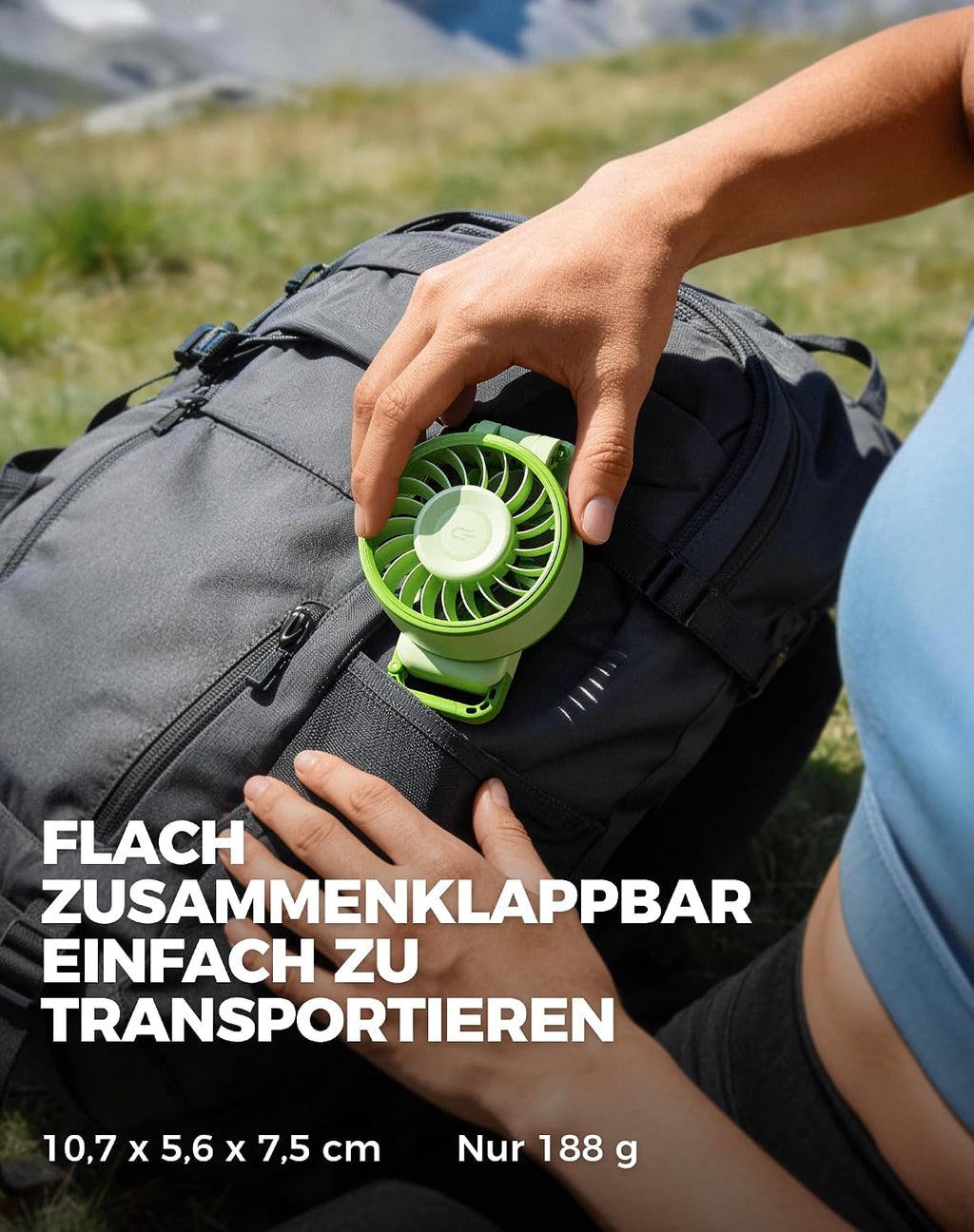 Diveblues Handventilator Akku 4‑in‑1 180° faltbar bis 12 Std. Laufzeit Turbo