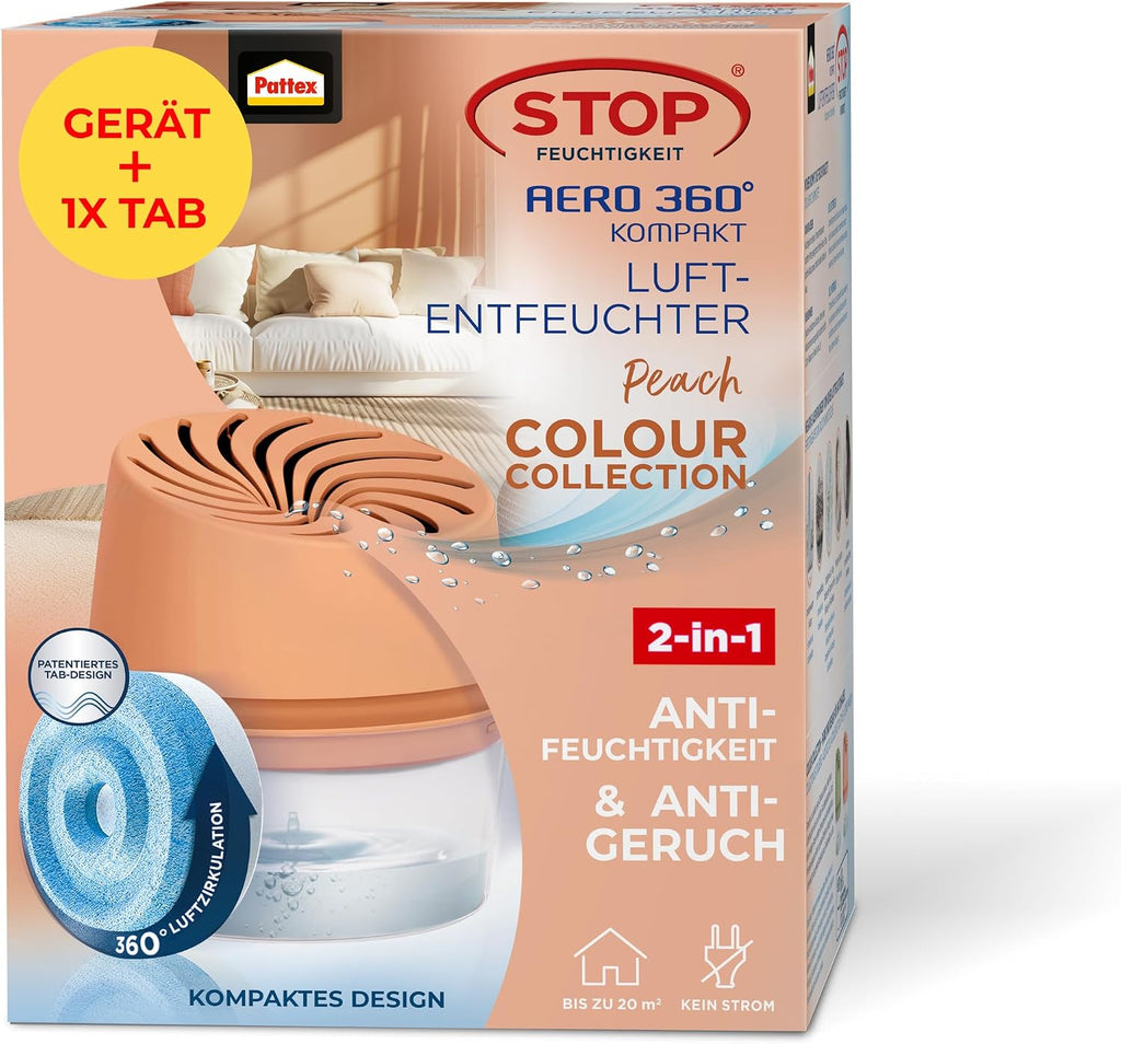 Pattex AERO 360° Luftentfeuchter Peach mit 1 Nachfuelltab Raumluftentfeuchter