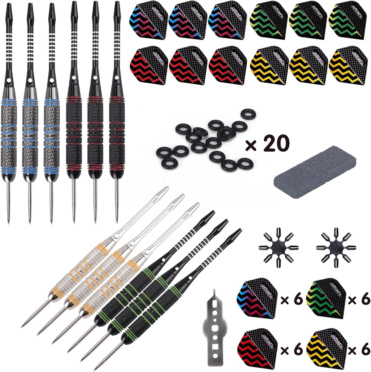Turnart Steeldarts 12er Set Profi Dartpfeile Metallspitze