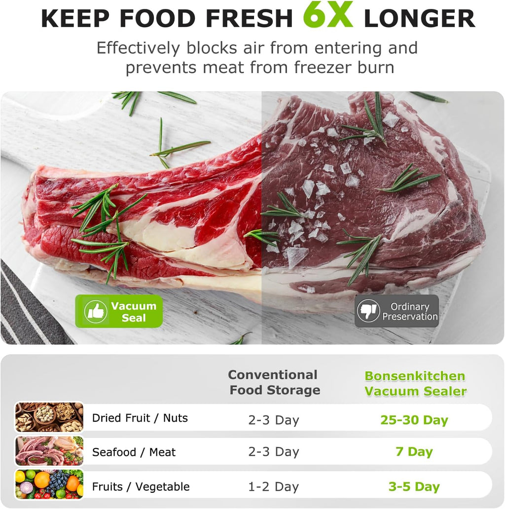 BONSENKITCHEN Vakuumiergeraet kompakt fuer Sous Vide - schnell vakuumieren