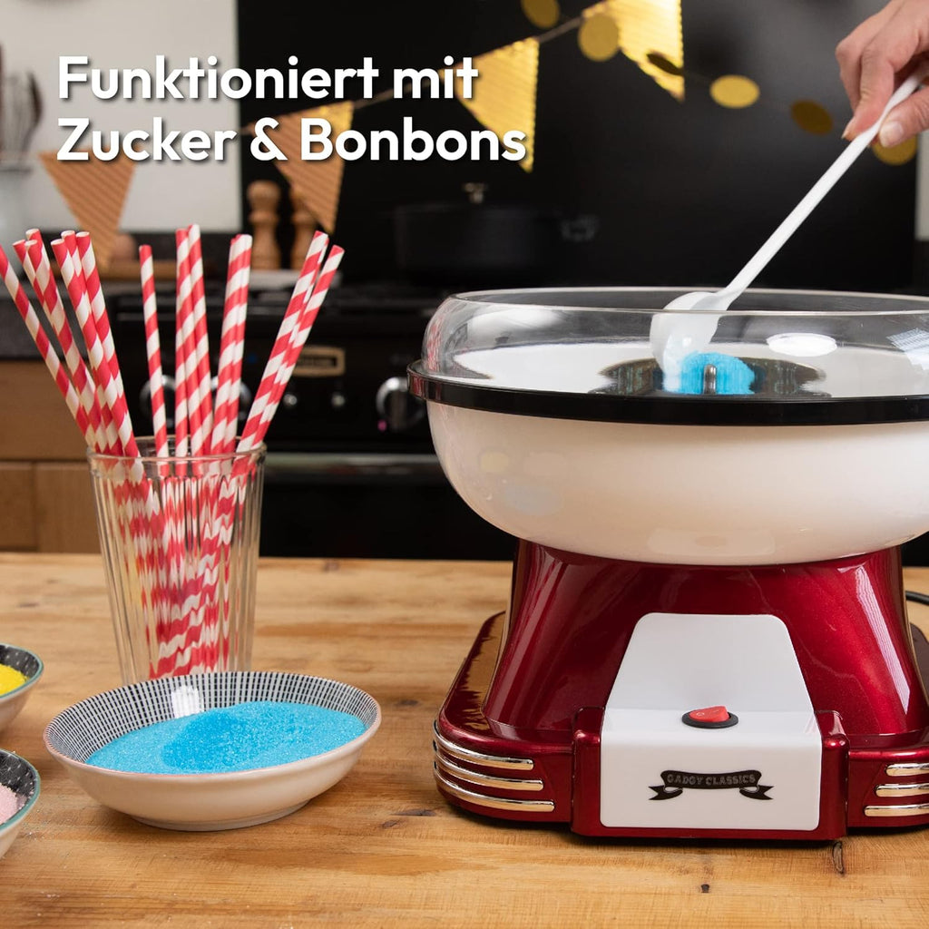 Gadgy Zuckerwattemaschine 500W Retro 22 cm Rot/Weiss fuer Zucker & Bonbons