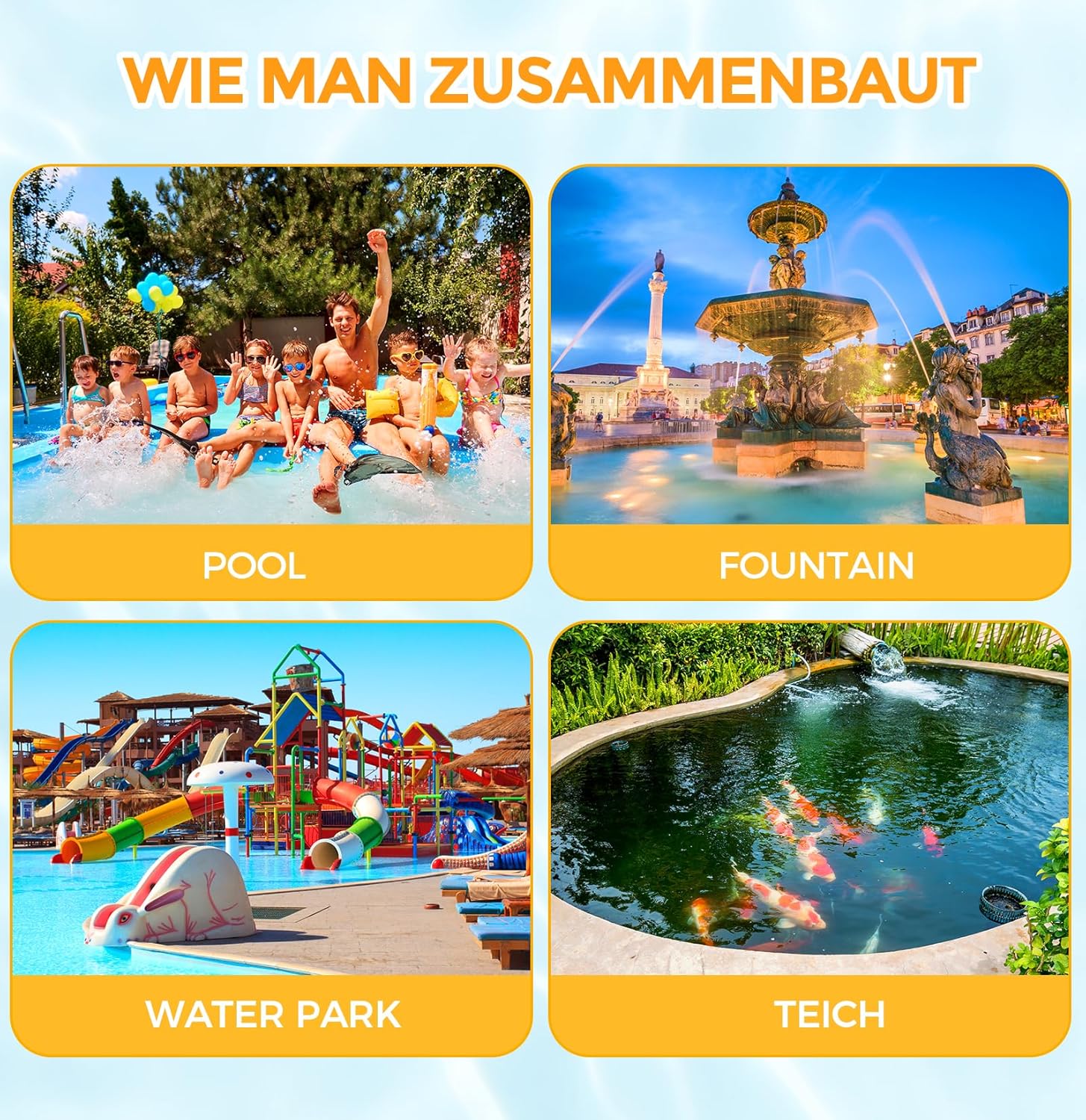Pool Kescher Set mit 1,14 m Teleskopstange, Feinnetz Skimmer fuer Pool Teich