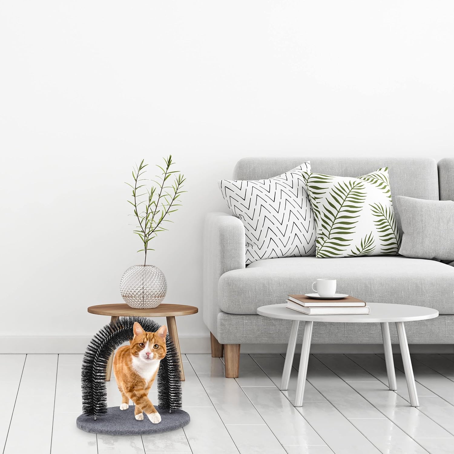 Relaxdays Katzen Enthaarungsbogen mit Katzenminze Fellpflege Schwarz 1 Stück