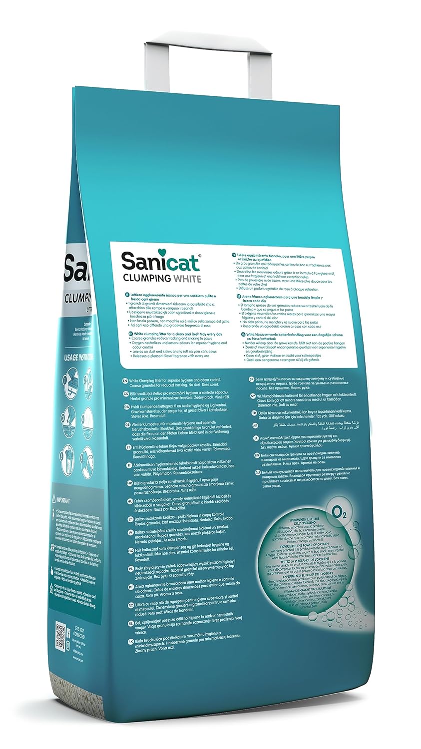 Sanicat Weisse Klumpstreu 8L mit Rosenduft geruchsbindend