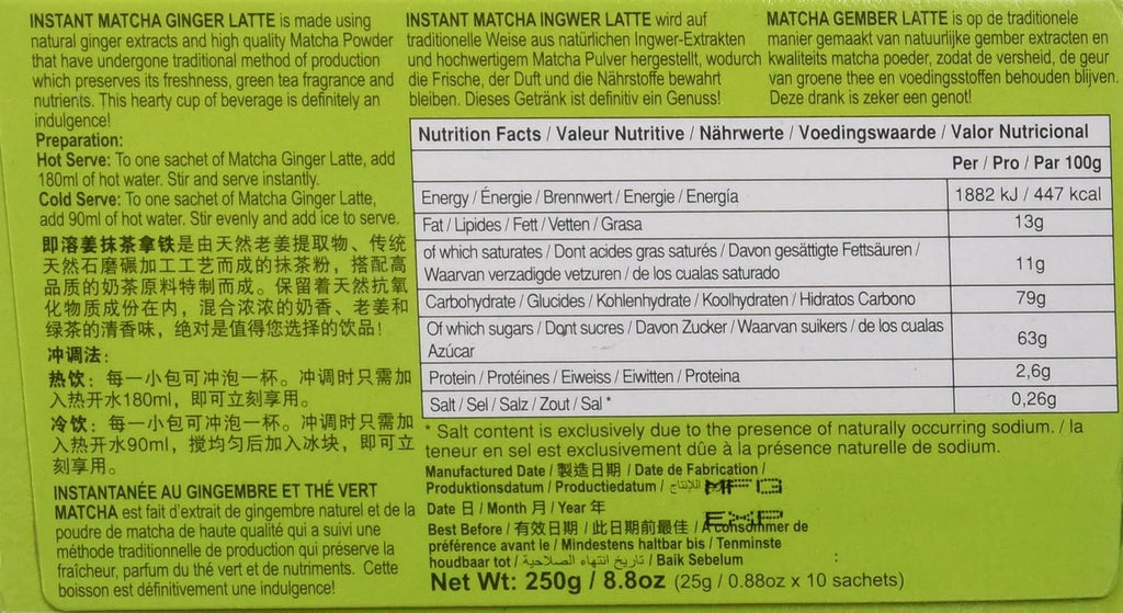 Instant Matcha Ingwer Latte Pulver 10 x, verschiedene Sorten
