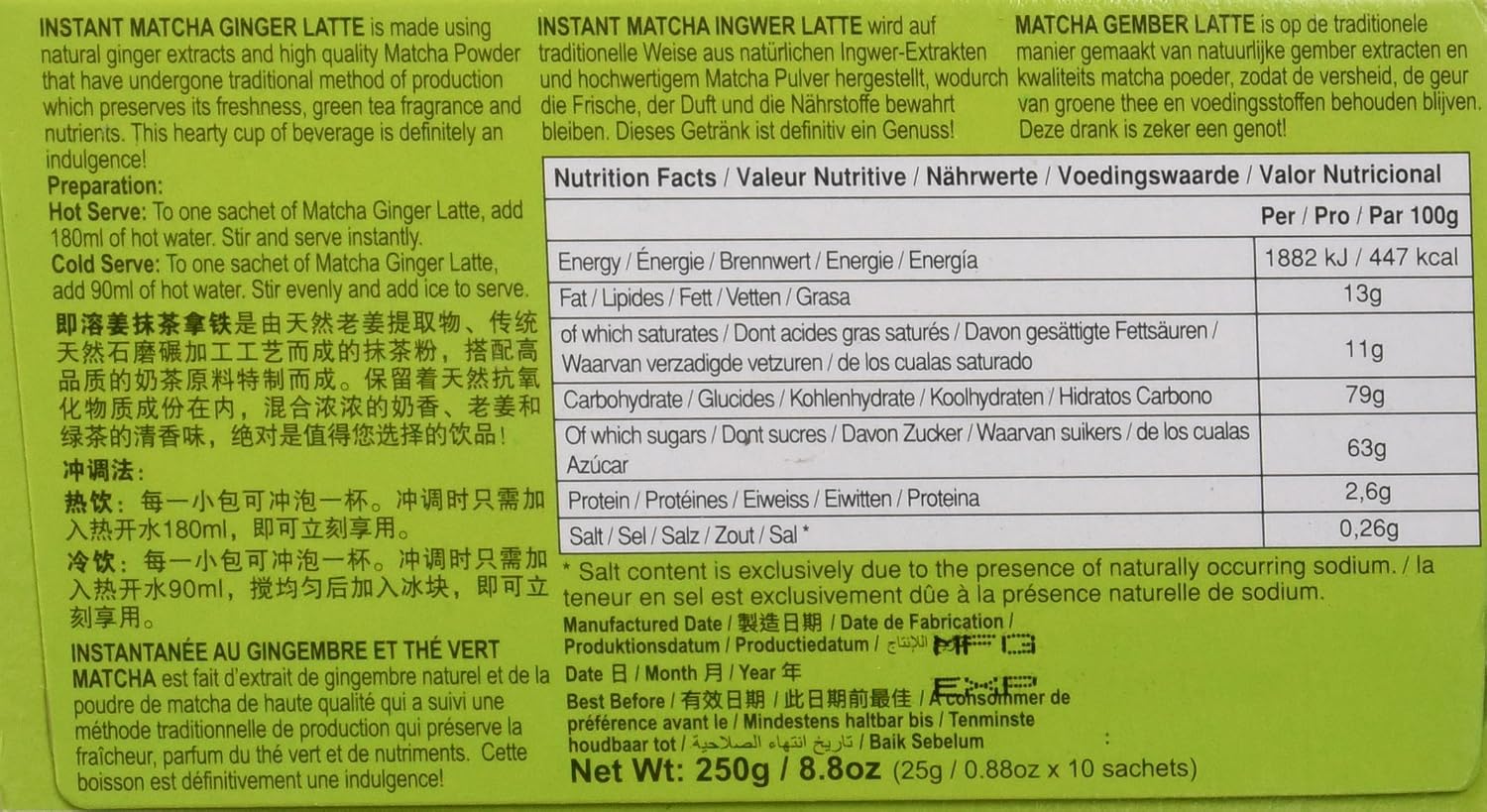 Instant Matcha Ingwer Latte Pulver 10 x, verschiedene Sorten