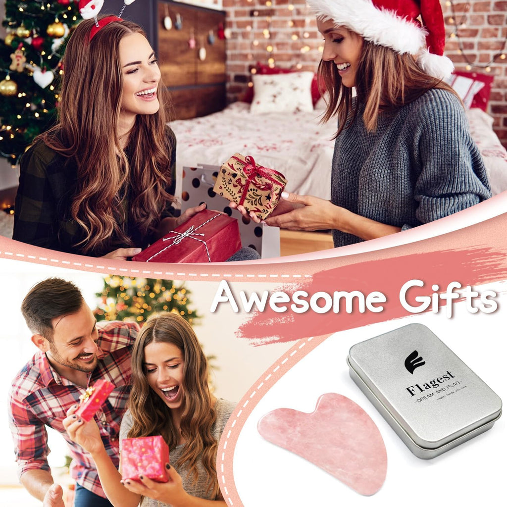 Flagest Gua Sha Rosenquarz Herzform Gesichtsmassage Anti Falten Tool