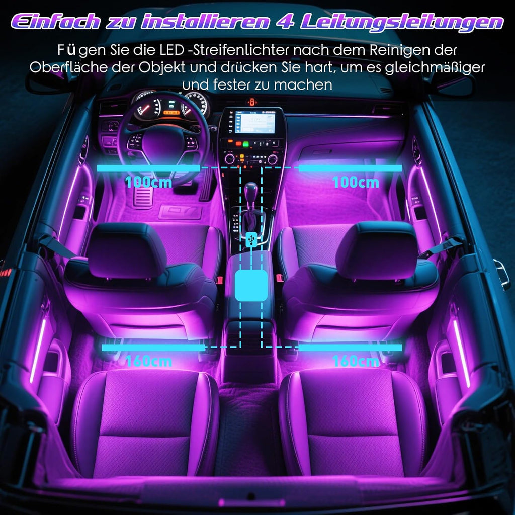 Winzwon Auto LED Ambientebeleuchtung mit App Steuerung 16 Mio Farben