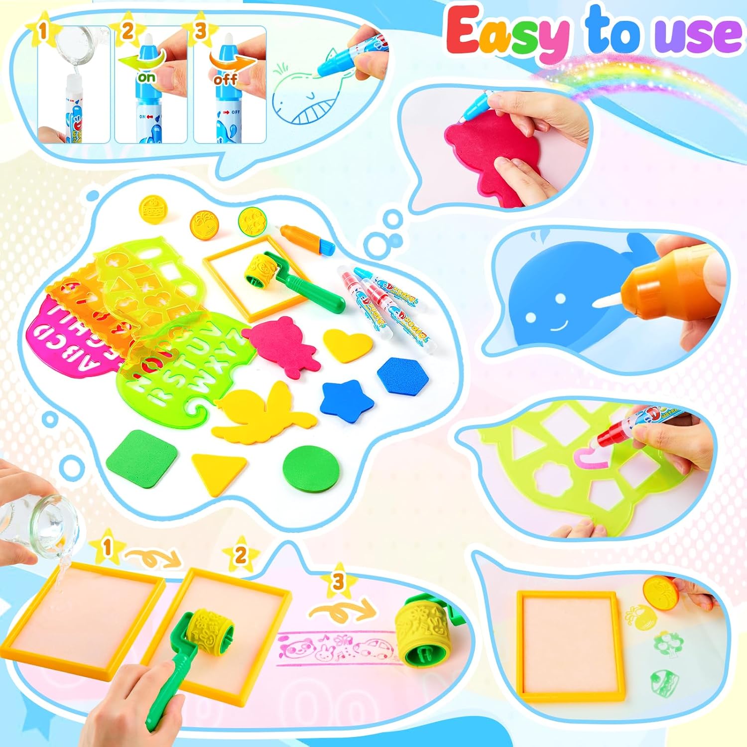 CGBOOM Wasser Doodle Matte 100×78 cm XL mit Wasserstift Zubehoer fuer Kleinkinder