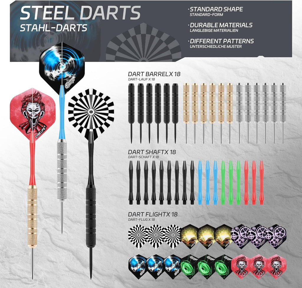 Cyeelife Steeldarts Set 18 g Metallspitze Profi Dartpfeile Anfaenger