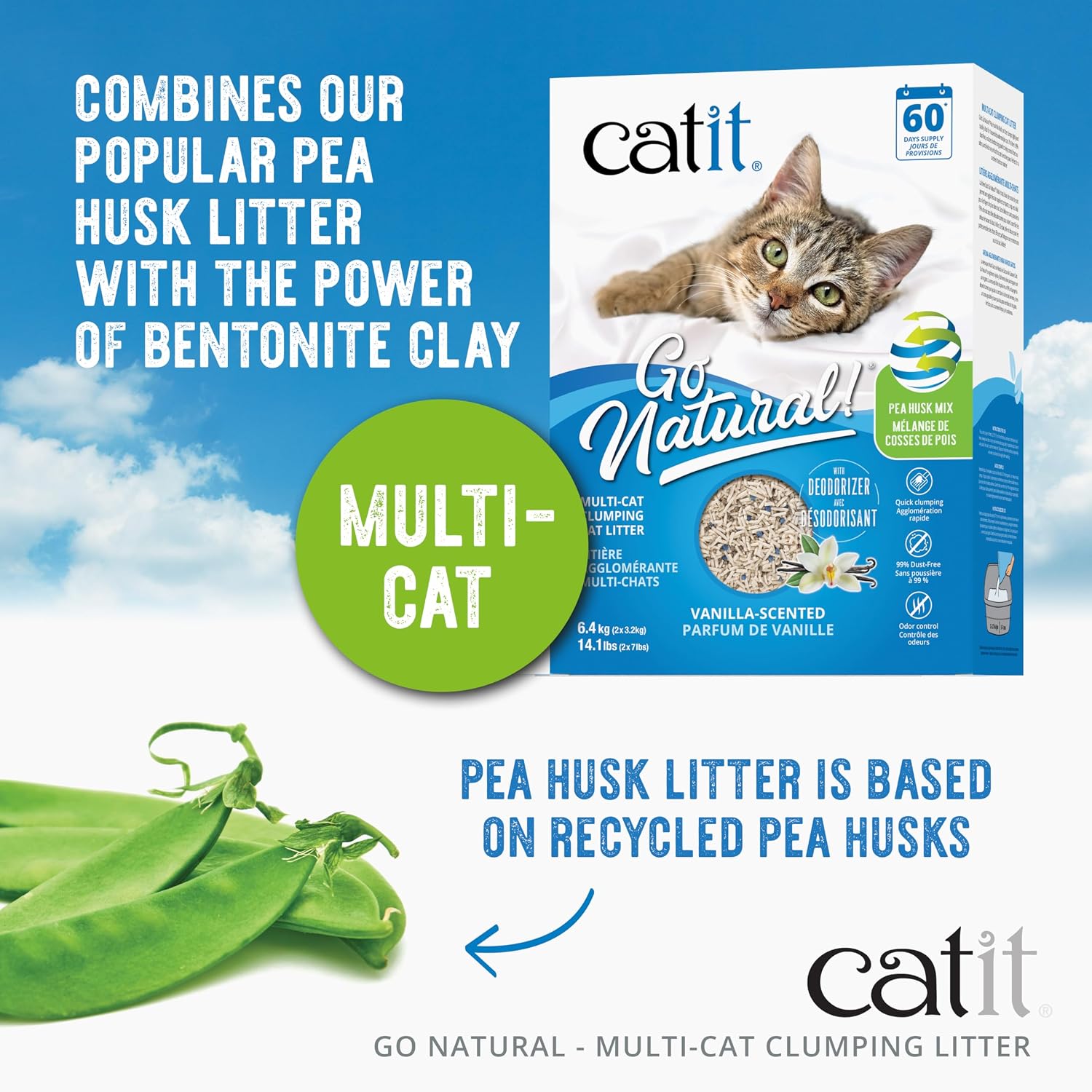 Catit Go Natural Katzenstreu 6,4 kg Erbsenhülsen Klumpstreu Vanilleduft
