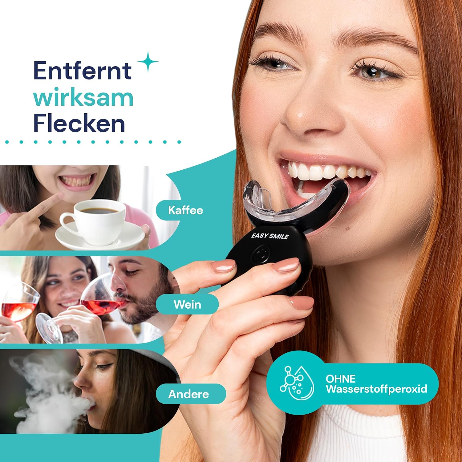 Easy Smile Zahnaufhellungsset mit LED-Bleaching Kit inklusive Zubehoer