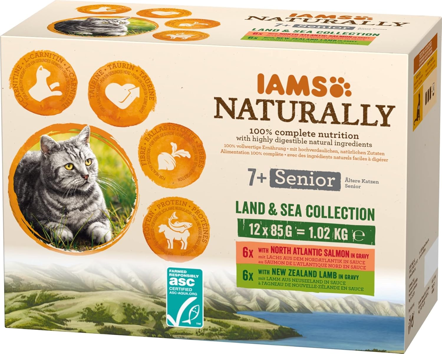 IAMS Naturally Senior Katzenfutter Nass Land & Sea Collection 12x85g
