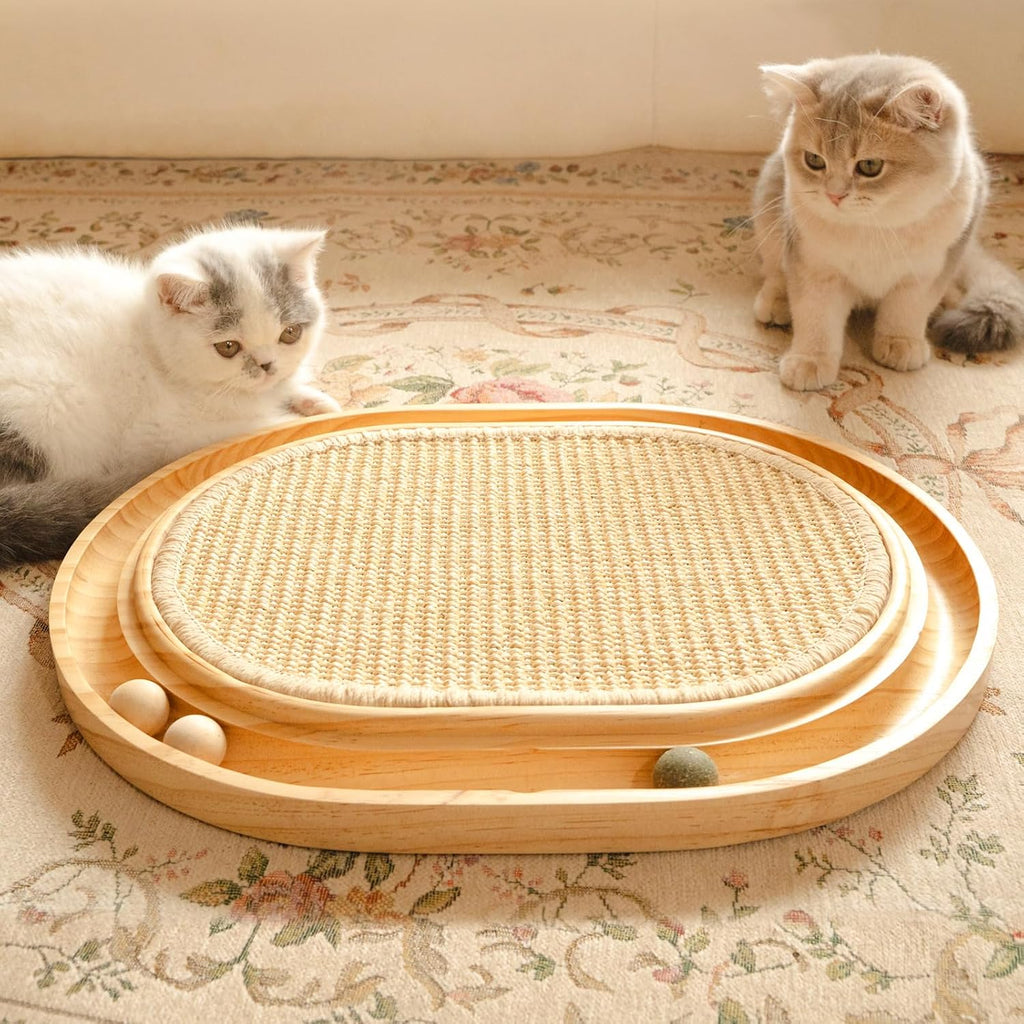Katzen Kratzbrett Sisal 43x33cm Kratzmatte mit Spielzeug Catnip