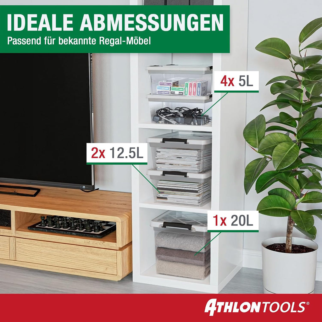 Athlon Tools Aufbewahrungsboxen 4er Set mit Deckel lebensmittelecht -80