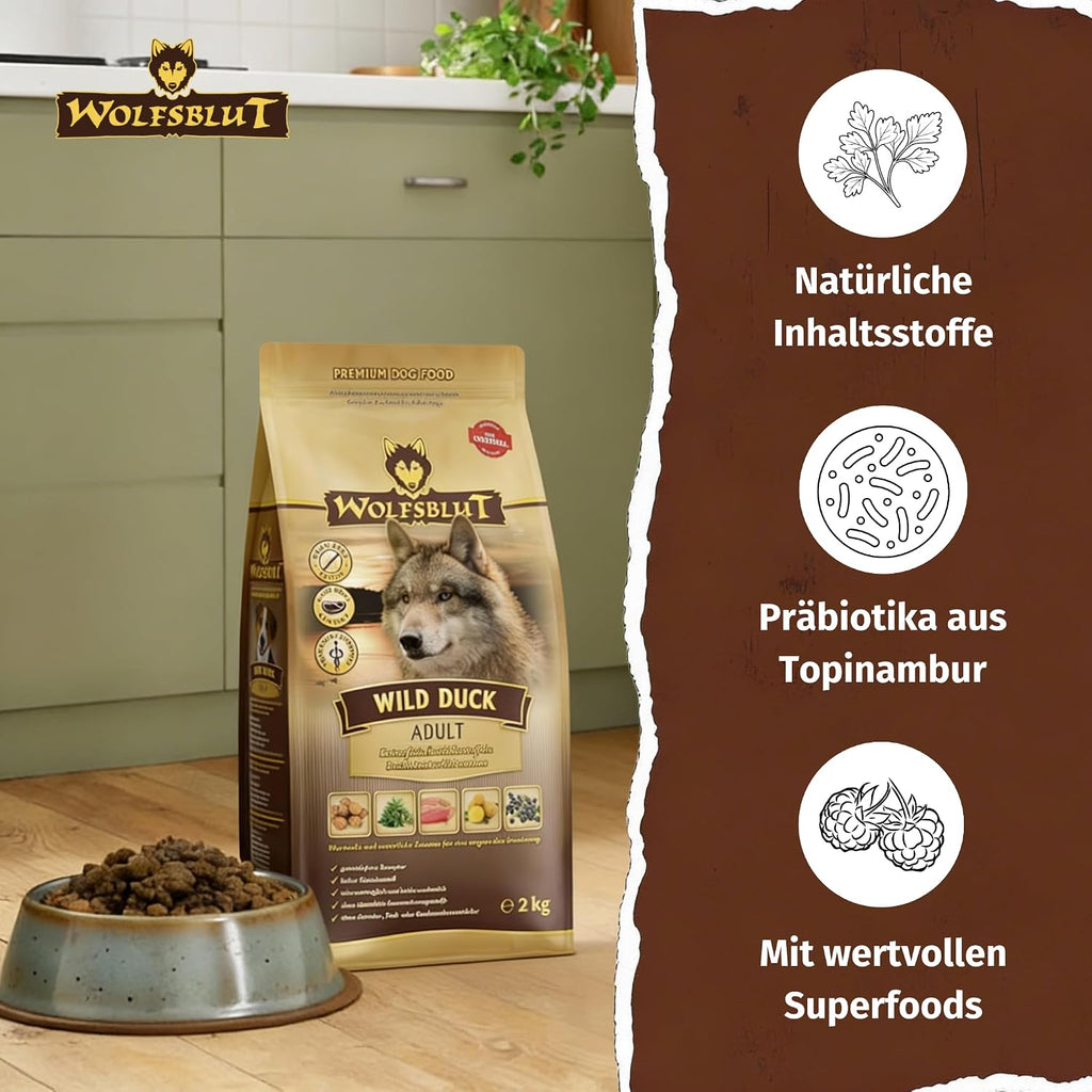 Wolfsblut Wild Duck Adult Hundefutter getreidefrei Ente verschi