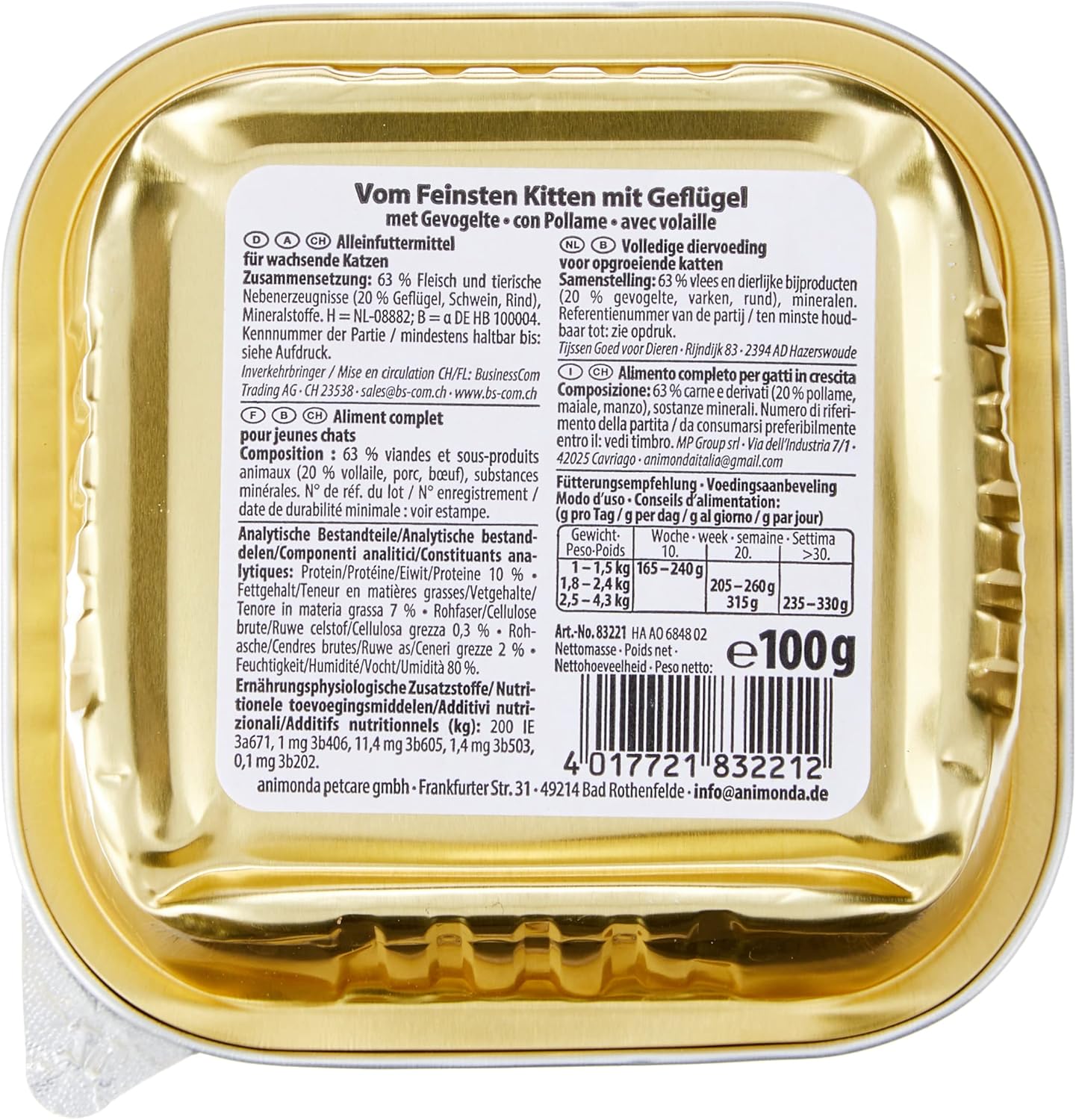 animonda vom Feinsten Kitten Nassfutter 32x100g getreidefrei verschiedene S