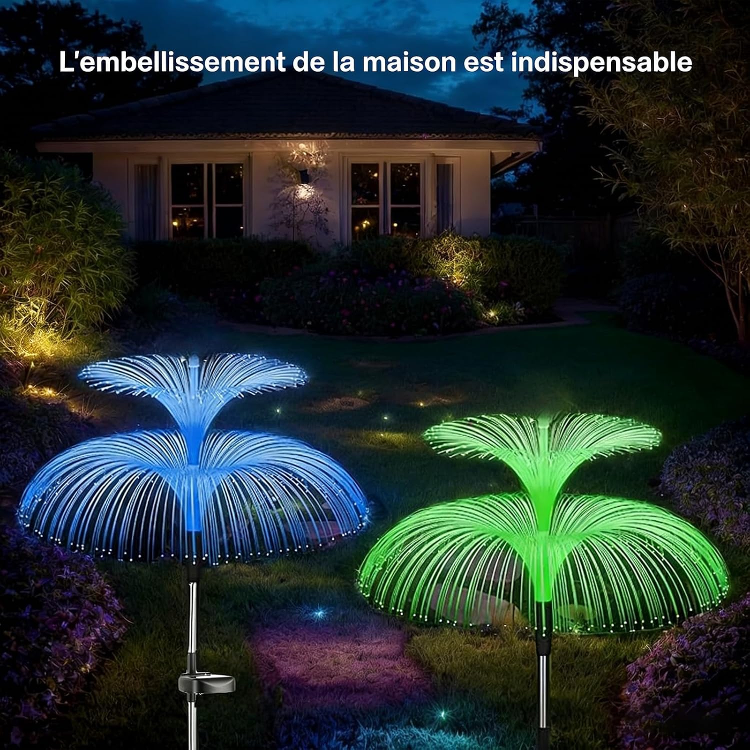 Hqynss Solar-Qualle 3er-Set mehrfarbig LED Solarlampen IP65 fuer Garten