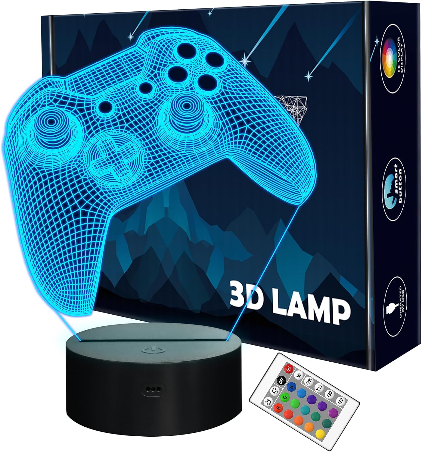 Lightzz 3D Gamepad Nachtlicht 16 Farben Touch Fernbedienung Timer