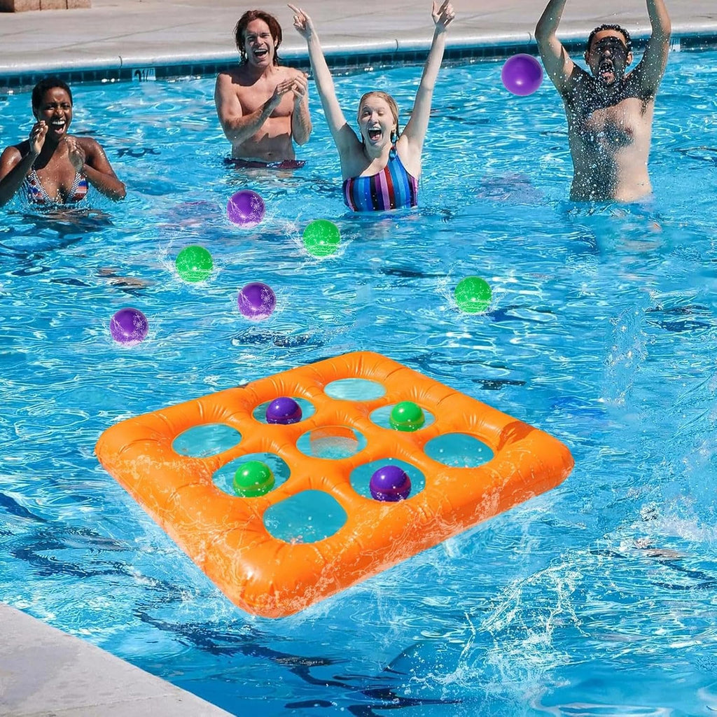 Aufblasbares Tic Tac Toe Pool Spiel 9 Felder mit 10 Baellen Sommerparty Set