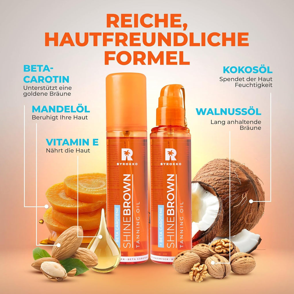 Byrokko Shine Brown Braeunungsoel 150 ml Beta-Carotin Sonnenbank & Sonne verschied