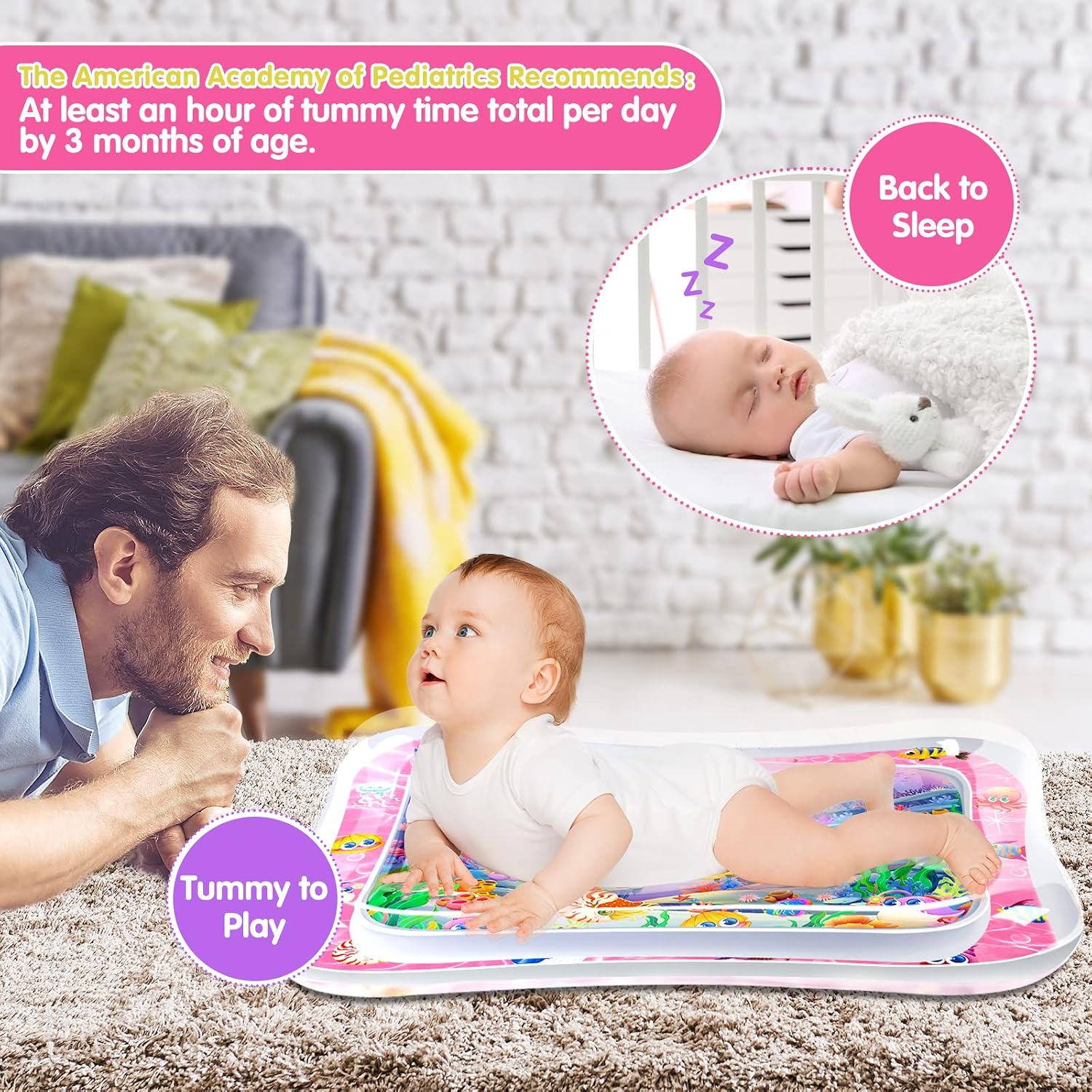 Infinno Baby Wasserspielmatte Ozean Motiv fuer 3-9 Monate blau